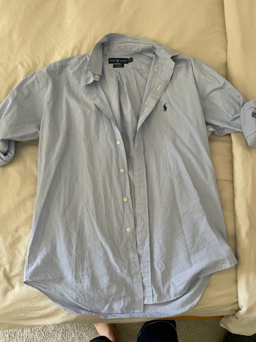 Ralph Lauren Light Blue & White Striped Button-Down Shirt